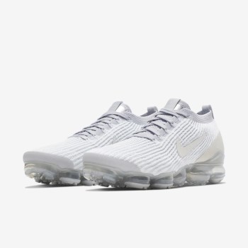 Nike Air VaporMax Flyknit 3 - Férfi Utcai Cipő - Fehér/Platina/Metal Titán/Fehér